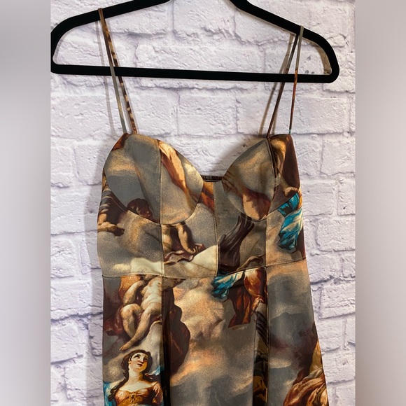 Urban Outfitters Orion Bustier Renaissance Printed Mini Slip Dress Size Large - Picture 4 of 10